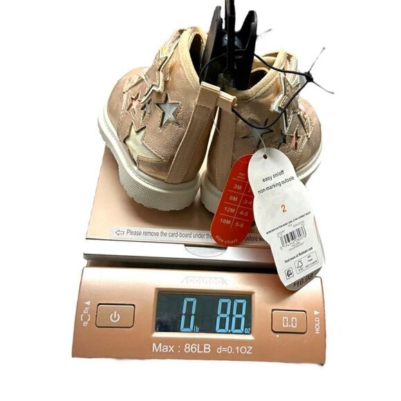 Wonder Nation Girls Pink Metallic Glitter Lace-Up Star Appliques Boots Size 2 - Picture 8 of 8